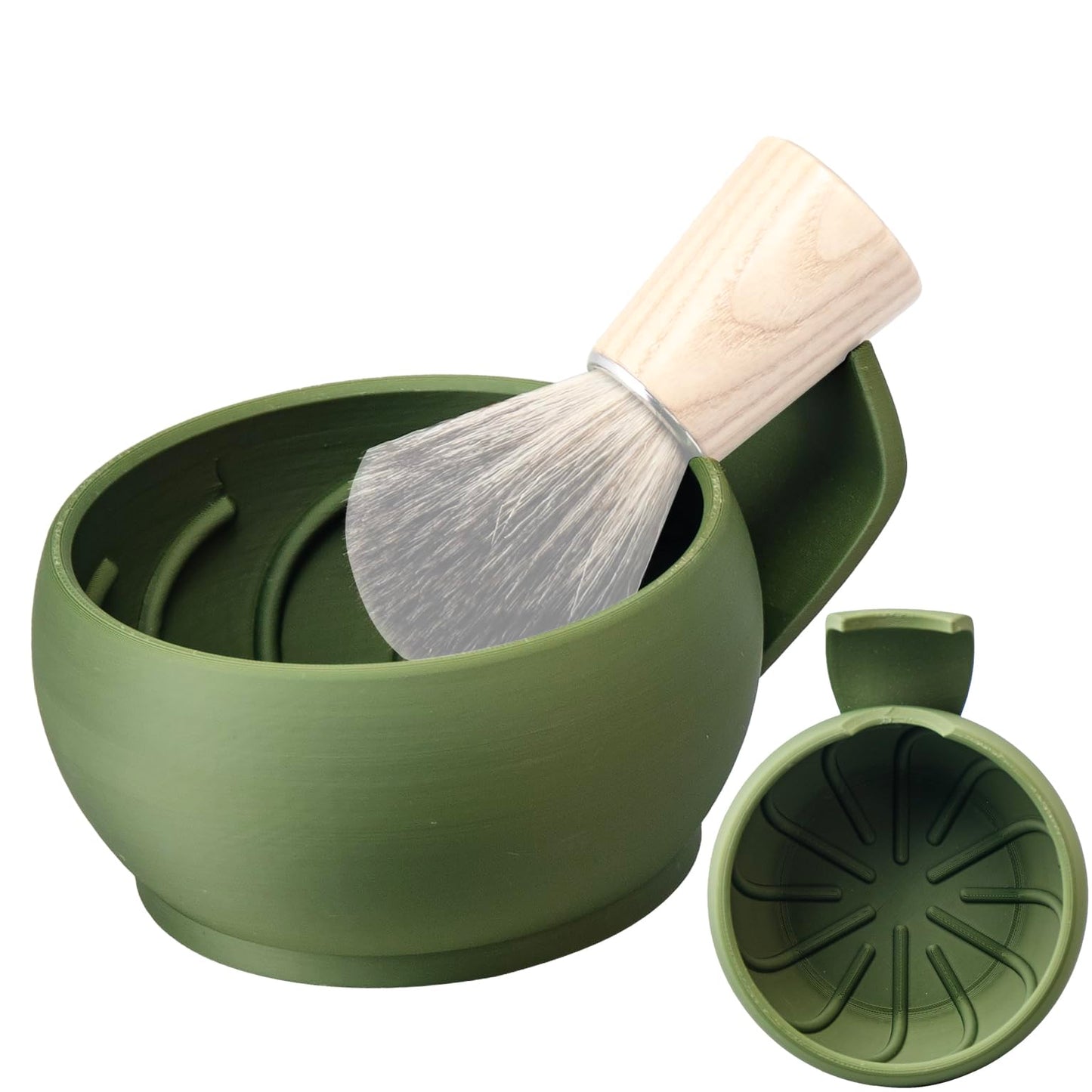 Grandslam - Tazón de afeitar con crestas, taza de afeitar con soporte para brocha, jabón, cuenco de afeitar para crema de afeitar y jabón, duradero y mantiene el calor por más tiempo, espuma rica y
