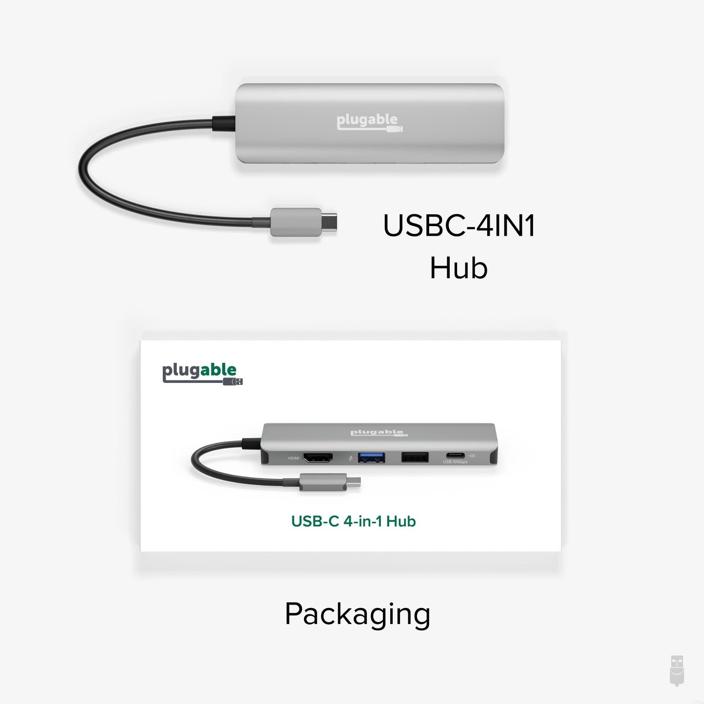 Adaptador Multipuerto USB C Plugable 100W Carga de Paso HDMI 4K 60Hz para Windows, Mac, iPad Pro y Chromebook