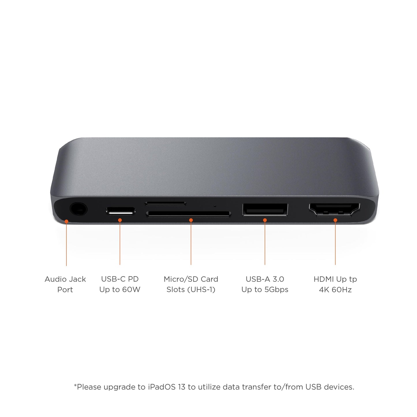 Adaptador SD Pro Móvil SATECHI Aluminio con Carga USB-C PD y HDMI 4K para iPad Pro, iPad Air, iPad Mini