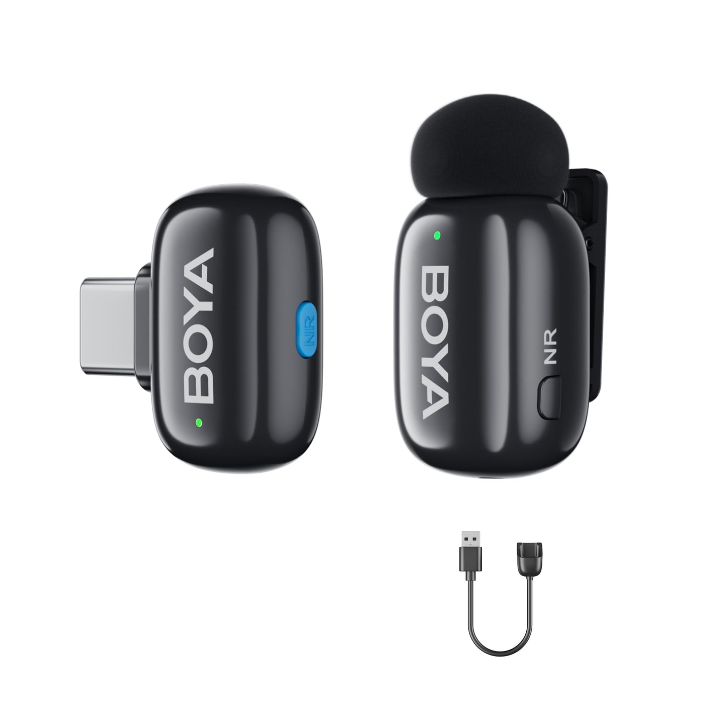 BOYA Mini 17 Micrófono de Solapa inalámbrico Profesional para teléfonos Android y portátiles Puerto Type-c para Vlogging, Podcasting, Blogging, Youtube Live Streaming Negro