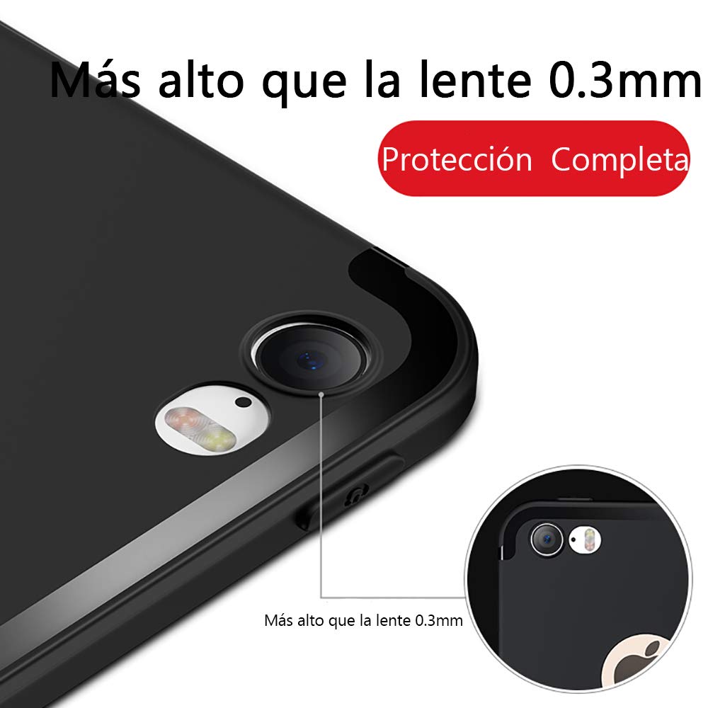 Funda Protectora Ultrafina QWYJ para Apple iPhone 5s 5 SE Negro Matte Minimalista TPU Suave