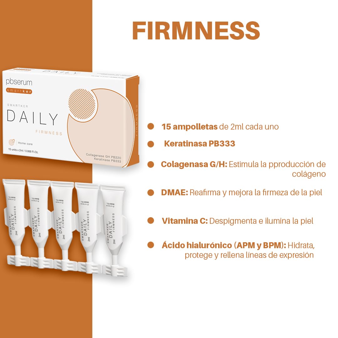 PBSerum Smartker Daily Firmness 15 unidades de 2ml c/u - Ayuda a la Hacer la Piel más Firme - Reduce los Signos de Envejecimiento