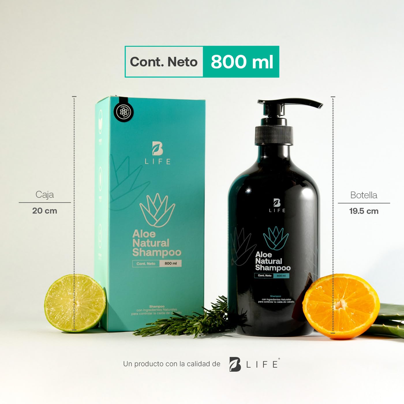 Shampoo Natural B Life Verde con Aloe Vera Sin Sulfatos Ni Parabenos