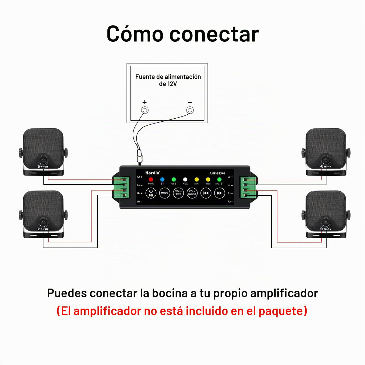 Altavoces Marinos Herdio 4 Pulgadas Negros Duales Impermeables 240W de 2 Vías para Camión, Jeep, ATV, UTV, Carrito de Golf, Tractor