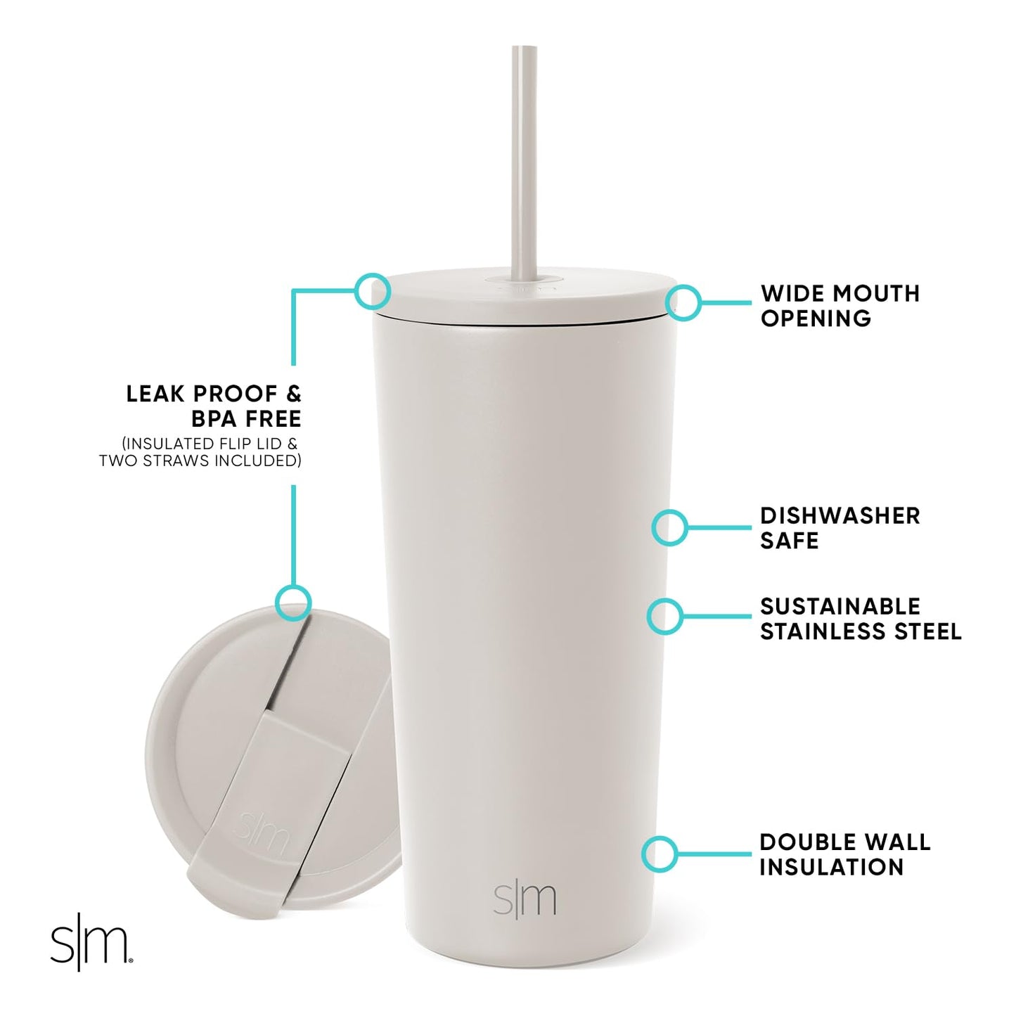 Vaso Aislado Simple Modern Almond Birch Classic Collección 590ml para Mujer y Hombre