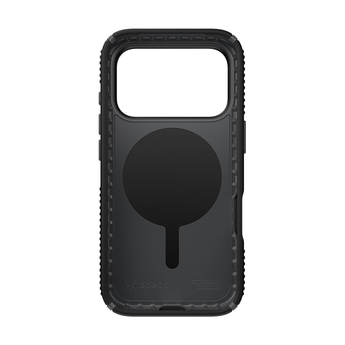 Funda para iPhone 17 Pro Speck negra y gris pizarrón protectora delgada
