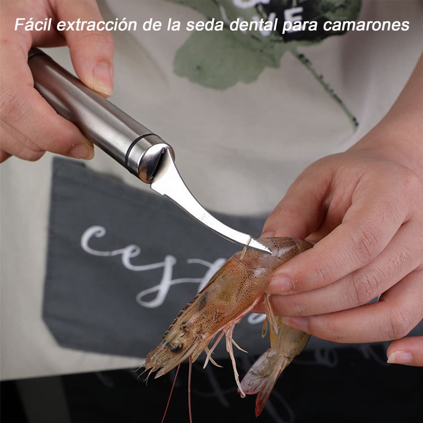 Cuchillo Pelador De Camarones y Cuchillo Línea Camarones, Pelador de Gambas y Mariscos, Limpiador De Hilos De Camarones De Acero Inoxidable, para Restaurante, Hogar, etc