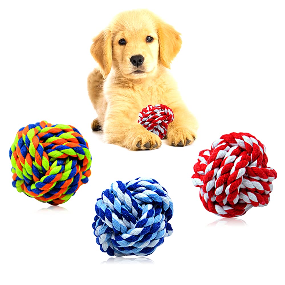 Juguete Masticable Wellbro Multicolor con Nudos de Algodón para Mascotas en Pack de 3