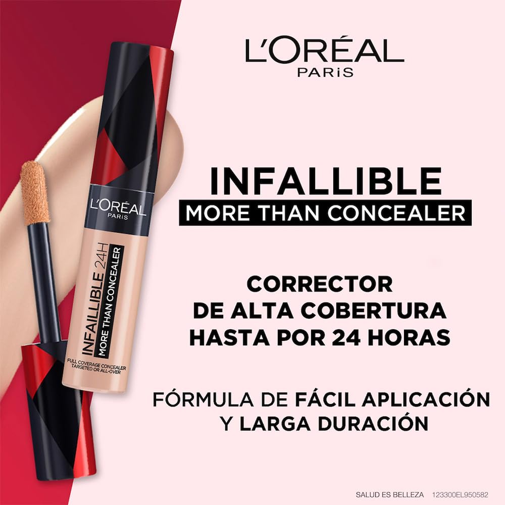 L´Oréal Paris, Corrector liquído de larga duración 24h,Infallible More than concealer,Tono 326 Vanilla, 14.4ml