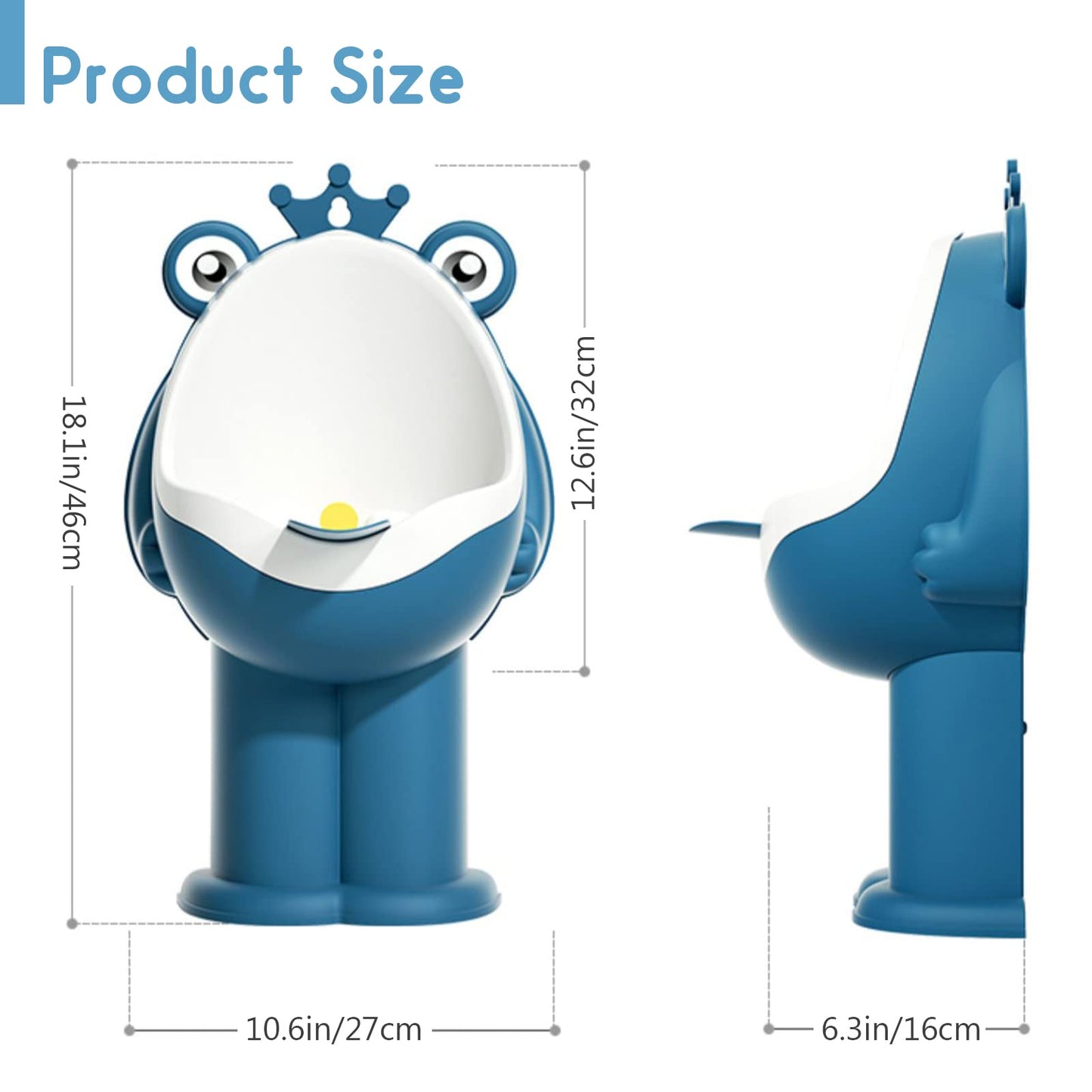 Orinario de entrenamiento para orinar de pie, para niños con divertido lente de puntería, color azul profundo