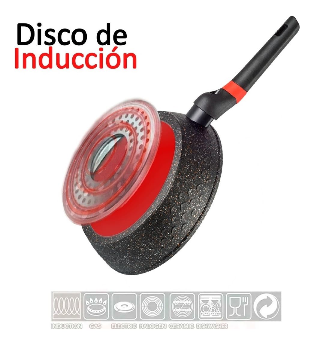 Juego De Sartenes Para Inducción Negros De Marmol CO-CM202428 3pzas