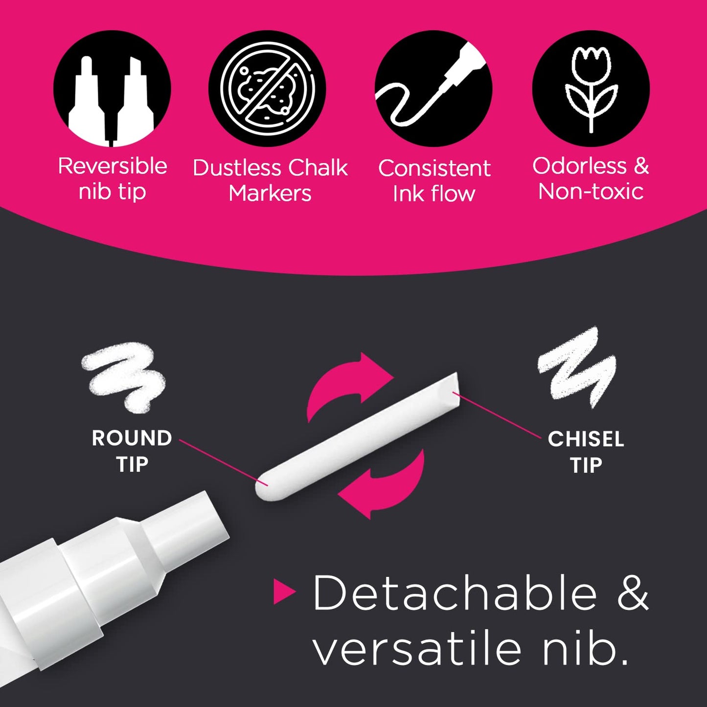 Chalkola Rotuladores de gis blanca, Fine Tip - 4 Pens