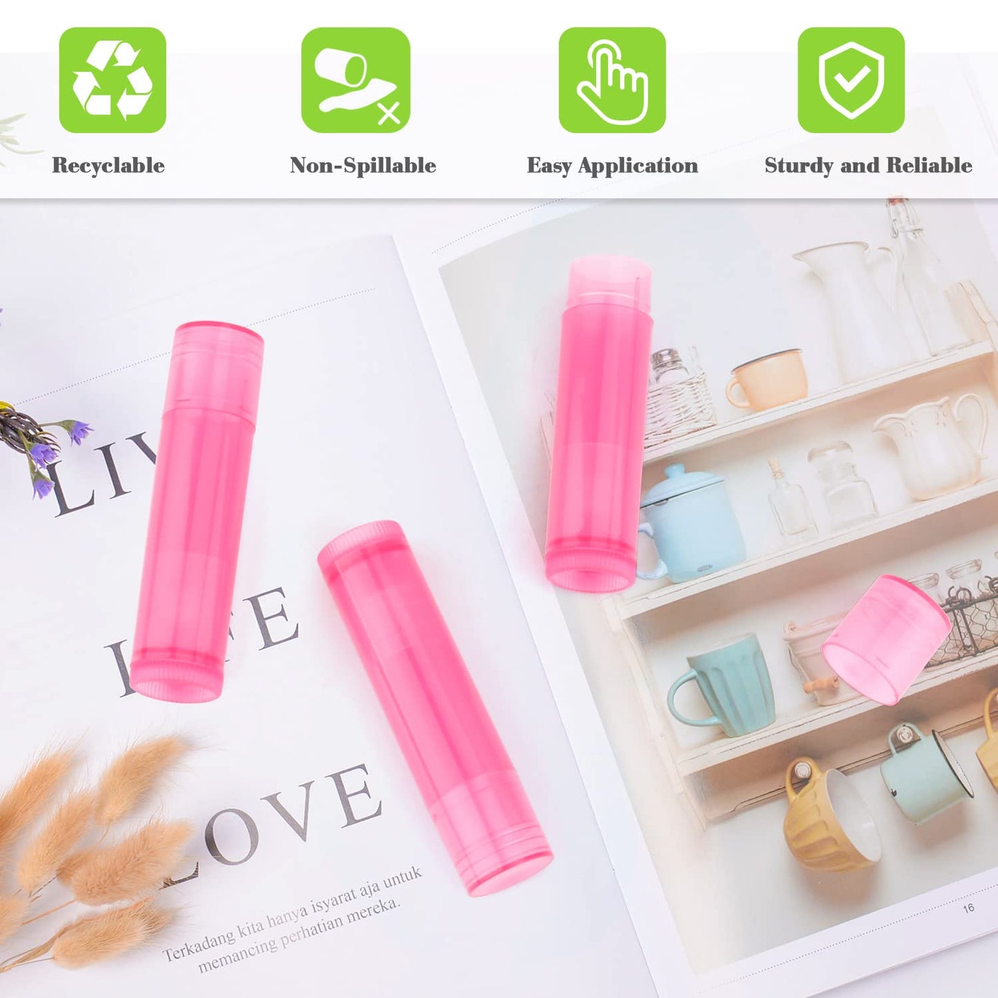 DMuuuDM 50 Tubos De Bálsamo Labial Giratorios De 5,5 G, Envases De Plástico Vacíos Para Bálsamo Labial, Bálsamo Labial Giratorio, Envases De Desodorante Para Hacer Lápices Labiales Caseros, Bálsamos L