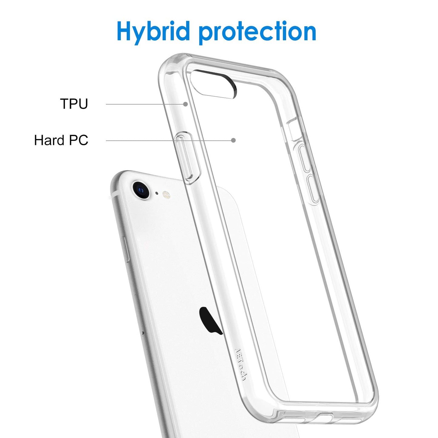 JETech Funda para iPhone SE 3/2 (Modelo 2022/2020), iPhone 8 iPhone 7, Anti-Amarillo Anti-Choques y Anti-Arañazos (Transparente)