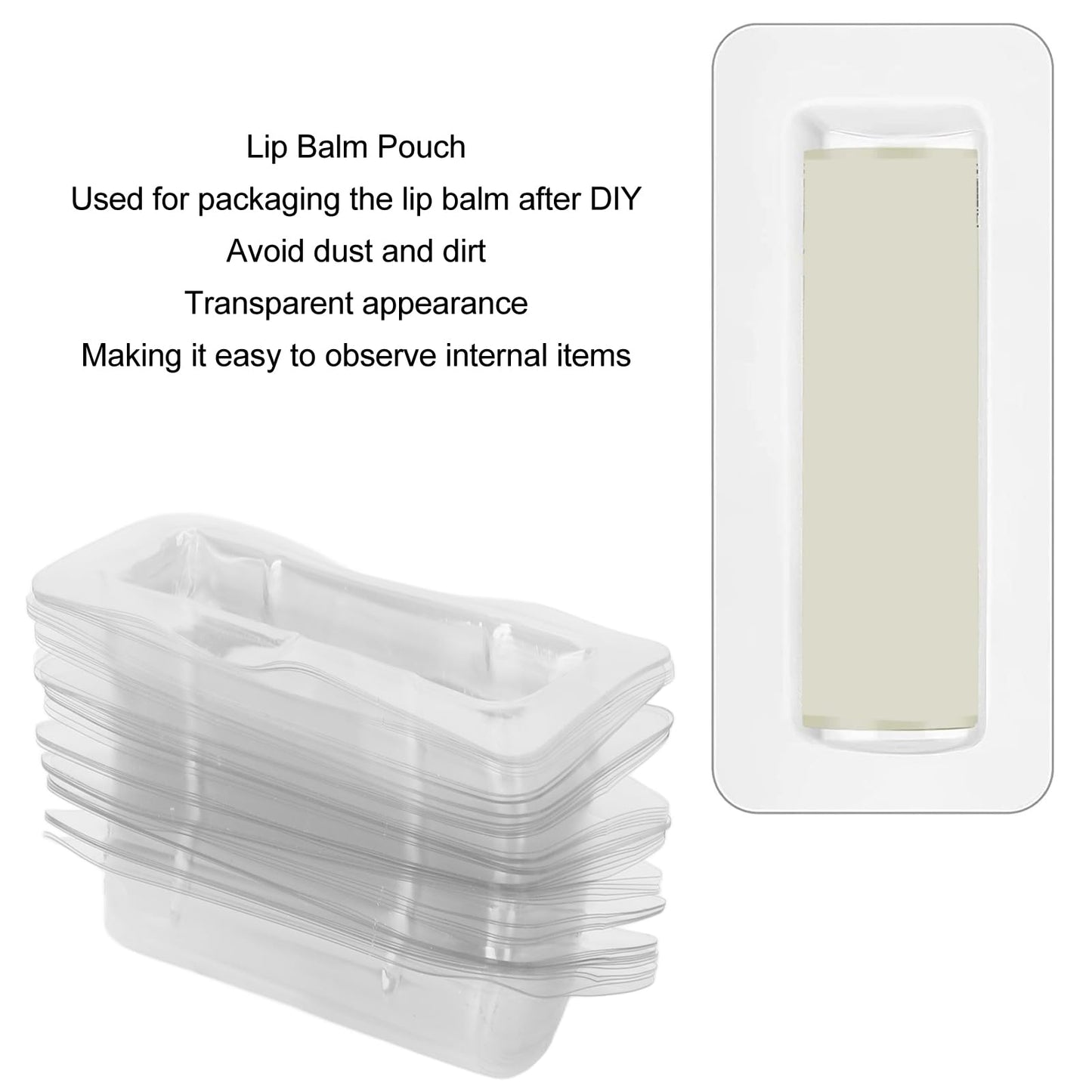 Bolsas para Bálsamo Labial - 60 Piezas Profesional DIY Bolsa de Plástico Transparente para Bálsamo Labial Soporte para Dinero con Adhesivo para una Práctica Experiencia Diaria de