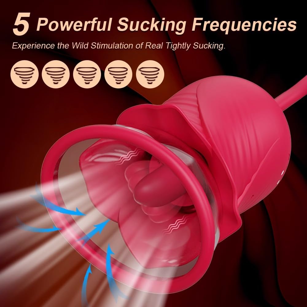 BFEELBDSM - Juguete sexual de rosa para mujer - Estimulador sexual 3 en 1 para mujeres con 7 lamiendo la lengua y 3 vibradores de empuje para adultos, juguetes sexuales para parejas, vibradores de