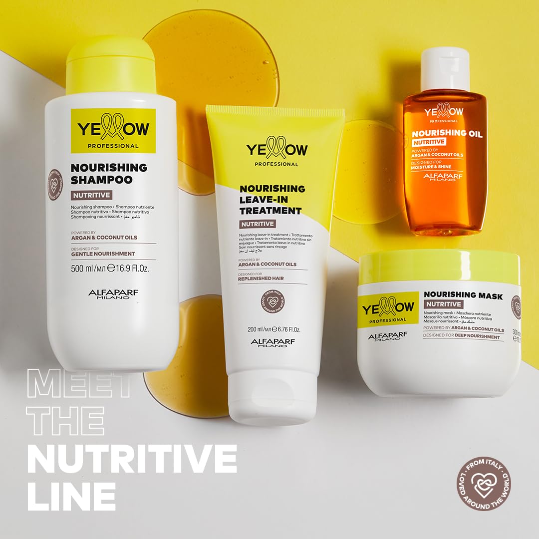 "Yellow Professional Nutritive Nourishing Leave-In Treatment 200 Ml - Tratamiento Nutritivo Sin Enjuague Para Cabellos Secos Potenciado Con Argan & Coconut Oils Concebido Para Cabello Rebosante" (Nuevo Modelo)