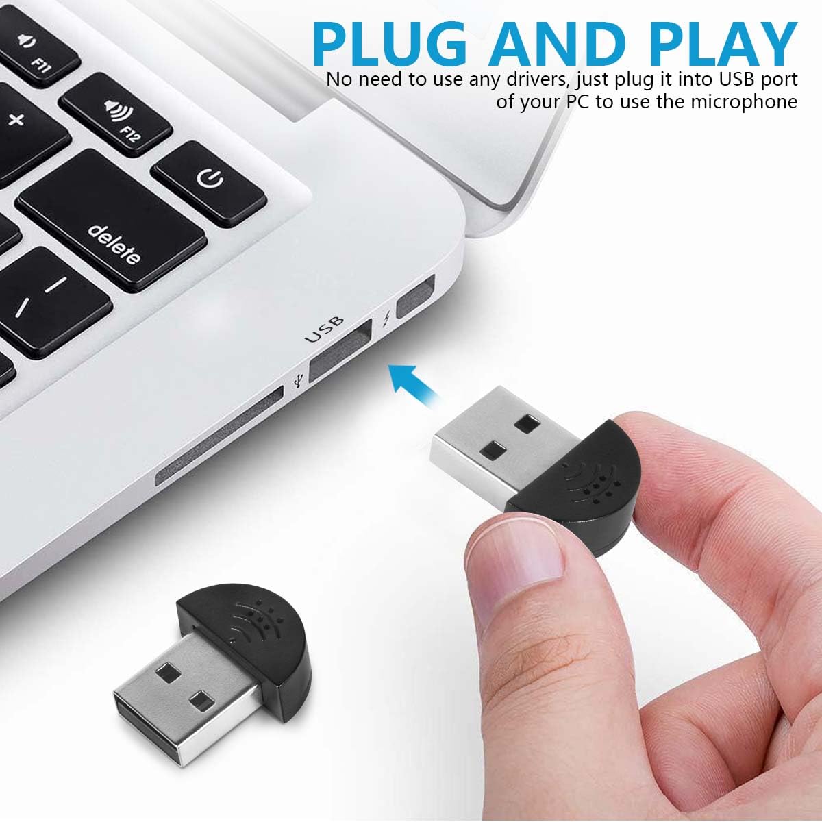 igoolee 2 Pcs USB 2.0 Mini Micrófono, grabación de portátil PC de computadora/plug and play para Skype, MSN, Yahoo, YouTube, Google búsqueda por voz y juegos