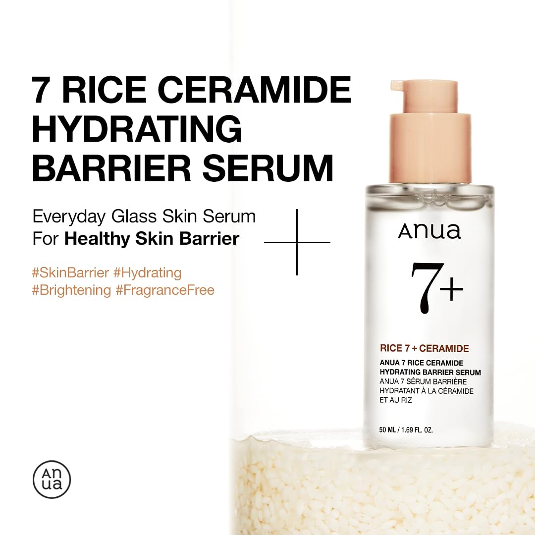 RICE CERAMIDE 7 HYDRATING BARRIER SERUM, Brightening, Hydrating Serum for Face, Rice, Hyaluronic Acid, Niacinamide, Fragrance-free, Non comodogenic, Glass Skin, Korean Skin Care, 50ml/1.69fl.oz. | Skincare Coreano
