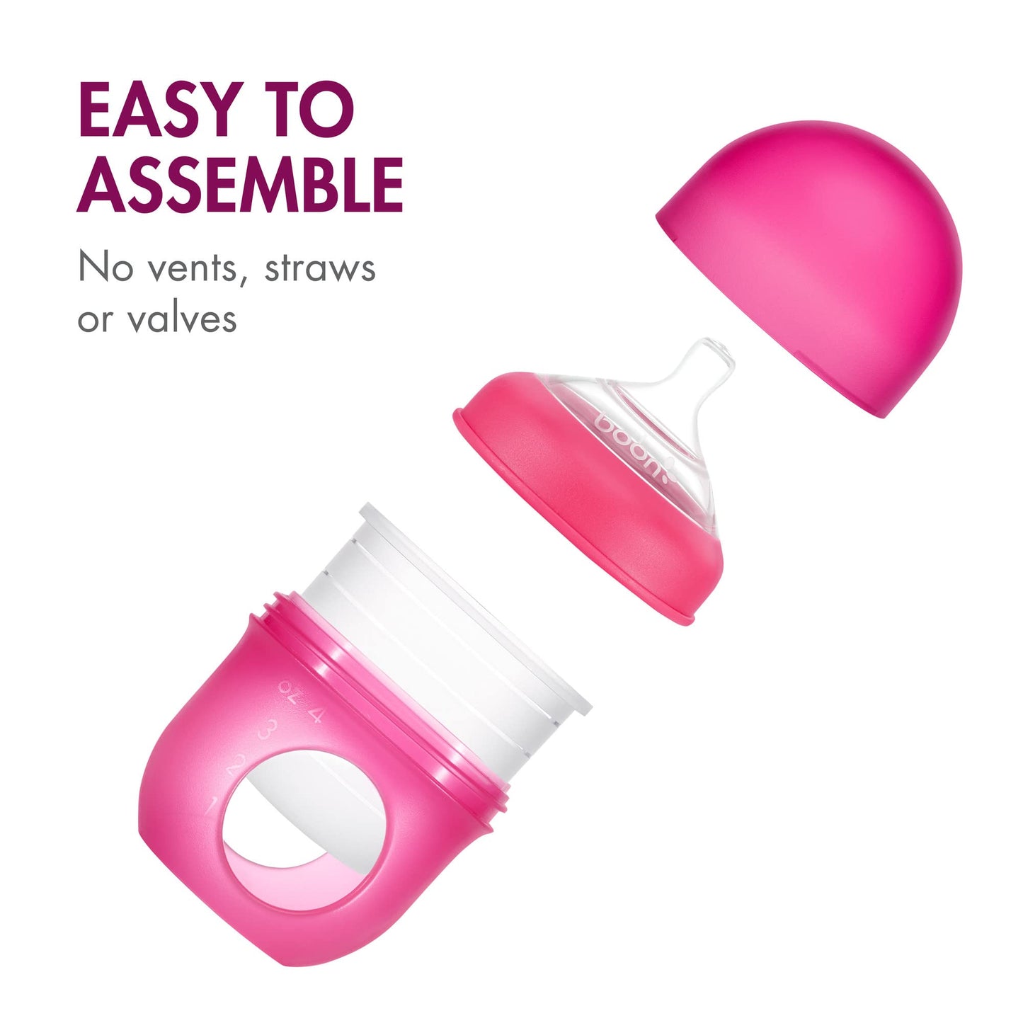 Boon NURSH SILICONE POUCH BOTTLE 4oz 3pk - Pink Multi