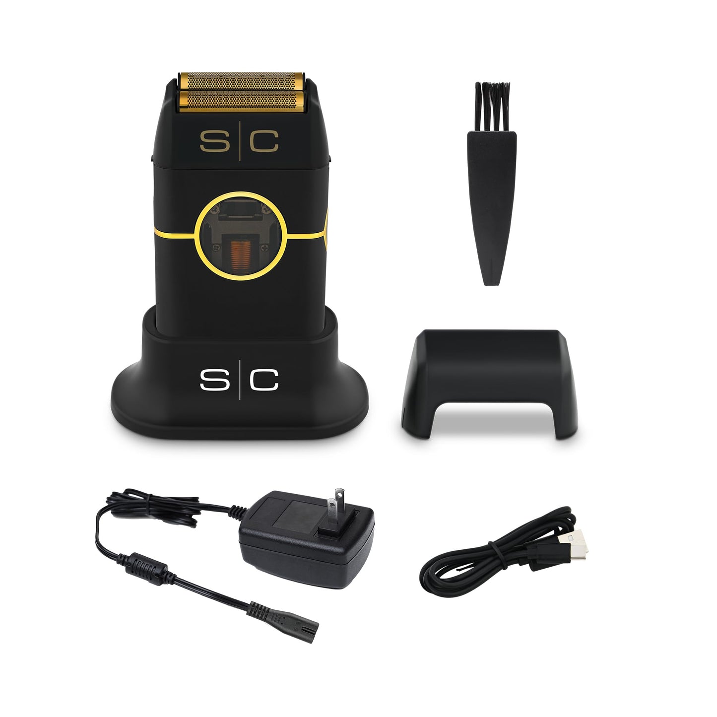 Afeitadora de doble lámina inalámbrica de metal Stylecraft Instinct con motor IN2 Vector, control de torque intuitivo, recargable por USB-C (negro)