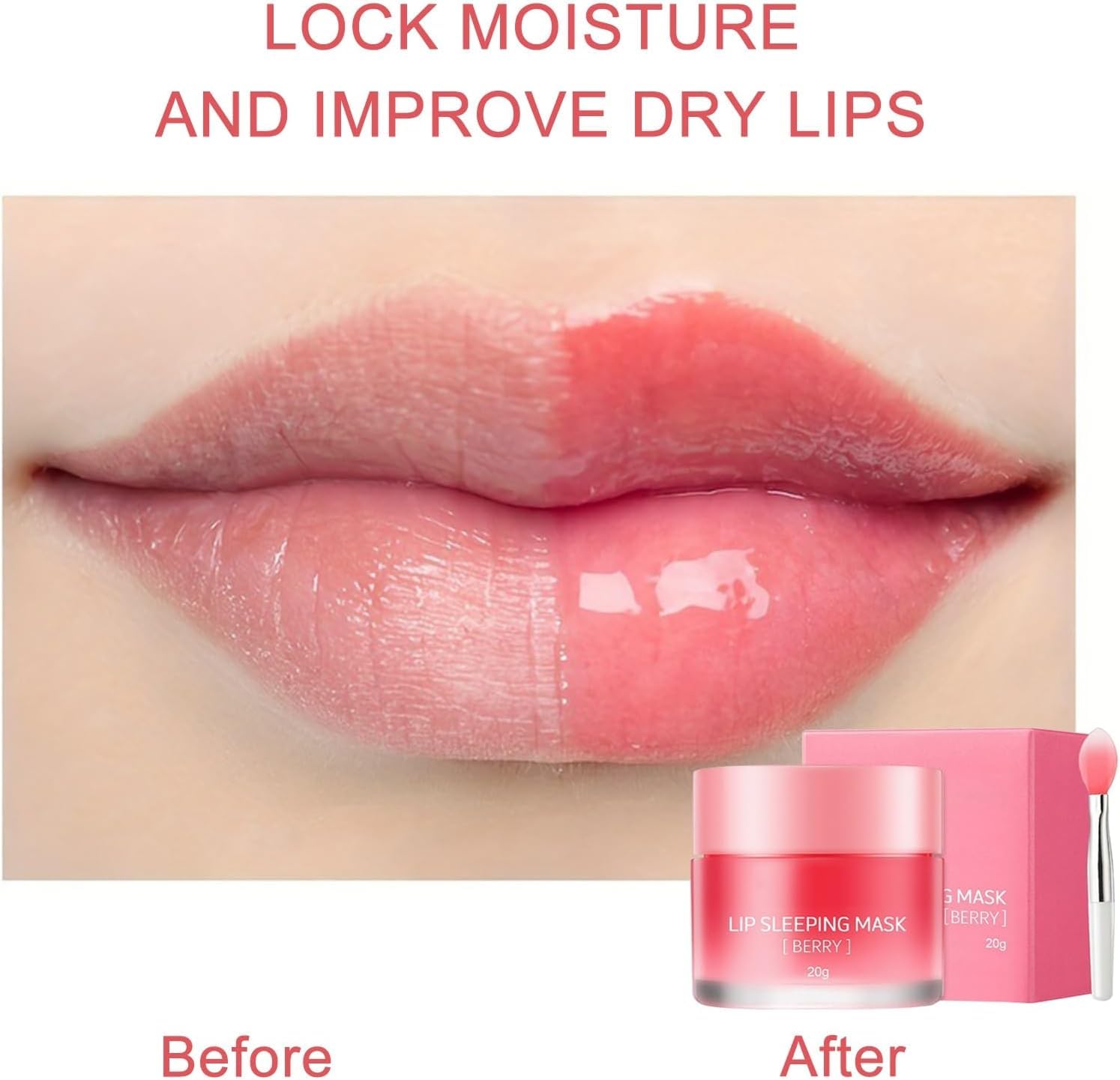 Mascarilla Hidratante Para Labios – Bálsamo Labial Reparador De Día Y Noche Para Labios Secos Y Agrietados – Reduce Las Líneas De Los Labios, Mejora El Color De Los Labios, Hidrata Y Rellena Los Labios Para El Cuidado De Los Labios (Berry)