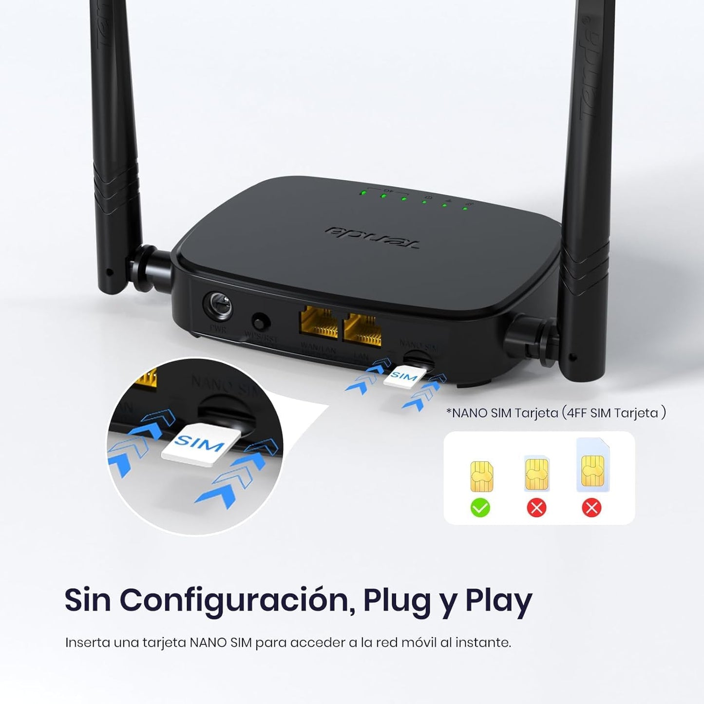 Tenda 4G03 Pro Router 4G LTE Portátil | WiFi 300Mbps + Puerto LAN/WAN | Plug & Play, Compatible con Operadores Múltiples