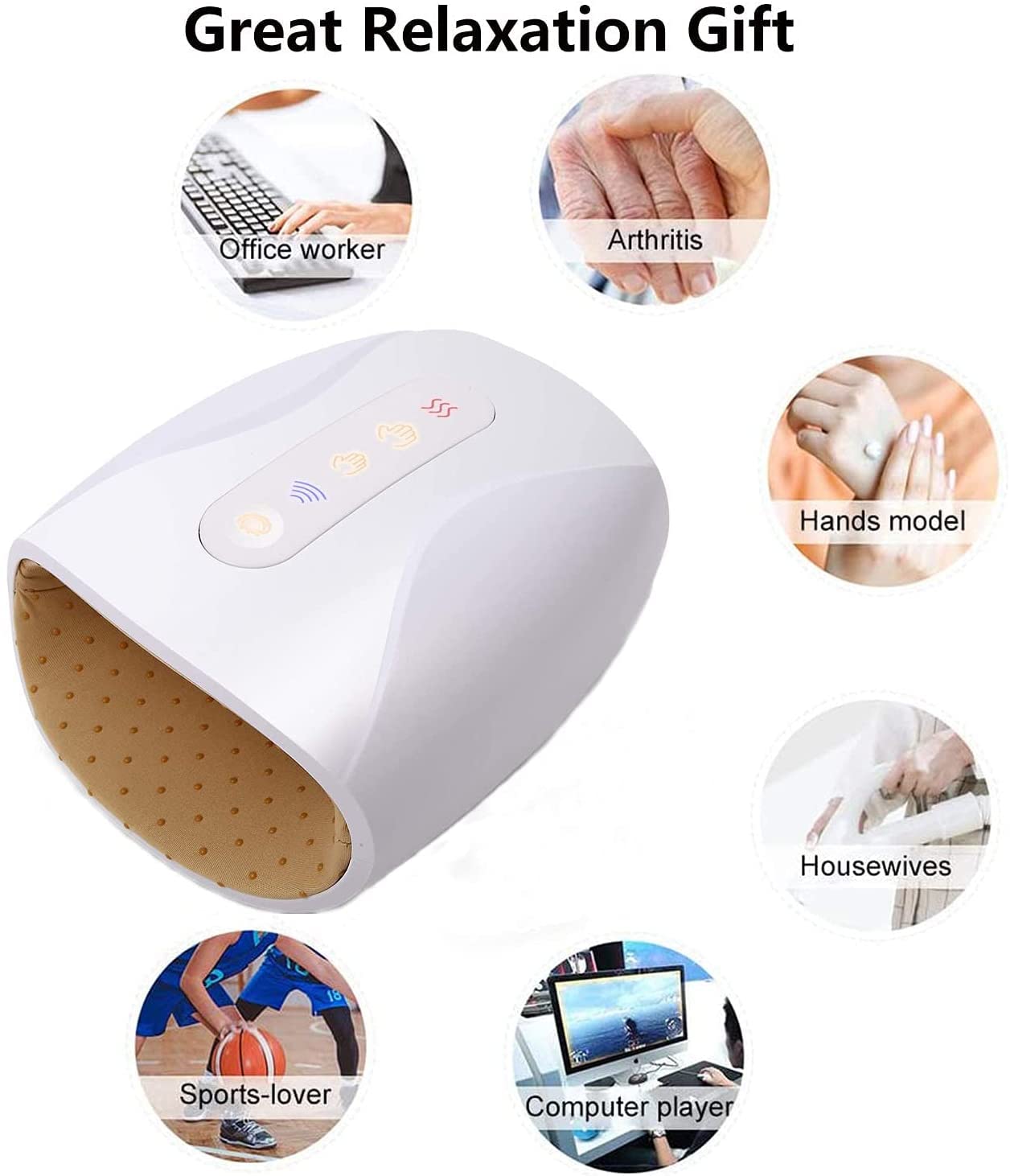 ORZEL Masajeador De Mano Eléctrico, Máquina De Masaje De Mano Alivio del Dolor, Adormecimiento del Túnel Carpiano y de Los Dedos o palma, Masajeador Recargable De Mano Con Temperatura Ajustable