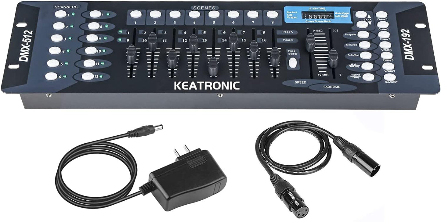 KEATRONIC Controlador Dmx 192 Canales Luces Dj Consola 512,Con Línea de señal metálica