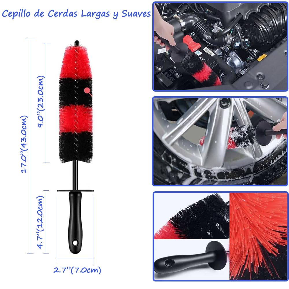Juego de 15 Cepillos para Detalles Limpieza de Coche - Cepillos para Rueda, Kit de Limpieza de Coche, Kit Profesional de Cuidado de Coche, para Limpiar Ruedas de Coche y Exterior Interior (15PCS)