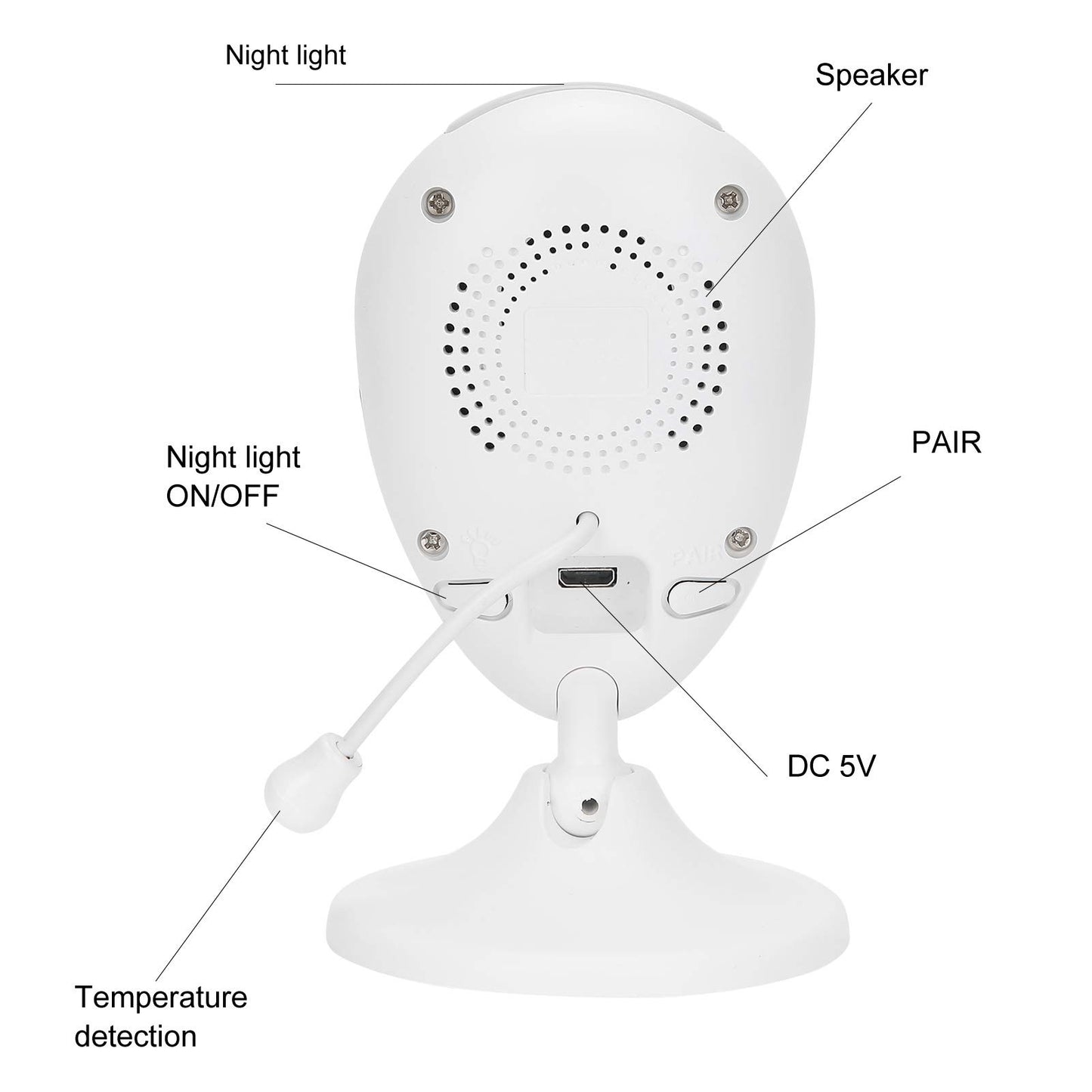 Monitor de Video para Bebés LCD Inalámbrico HD Visión Nocturna 2.4G con Cámara de Niñera y Conversación Bidireccional para Dormitorio