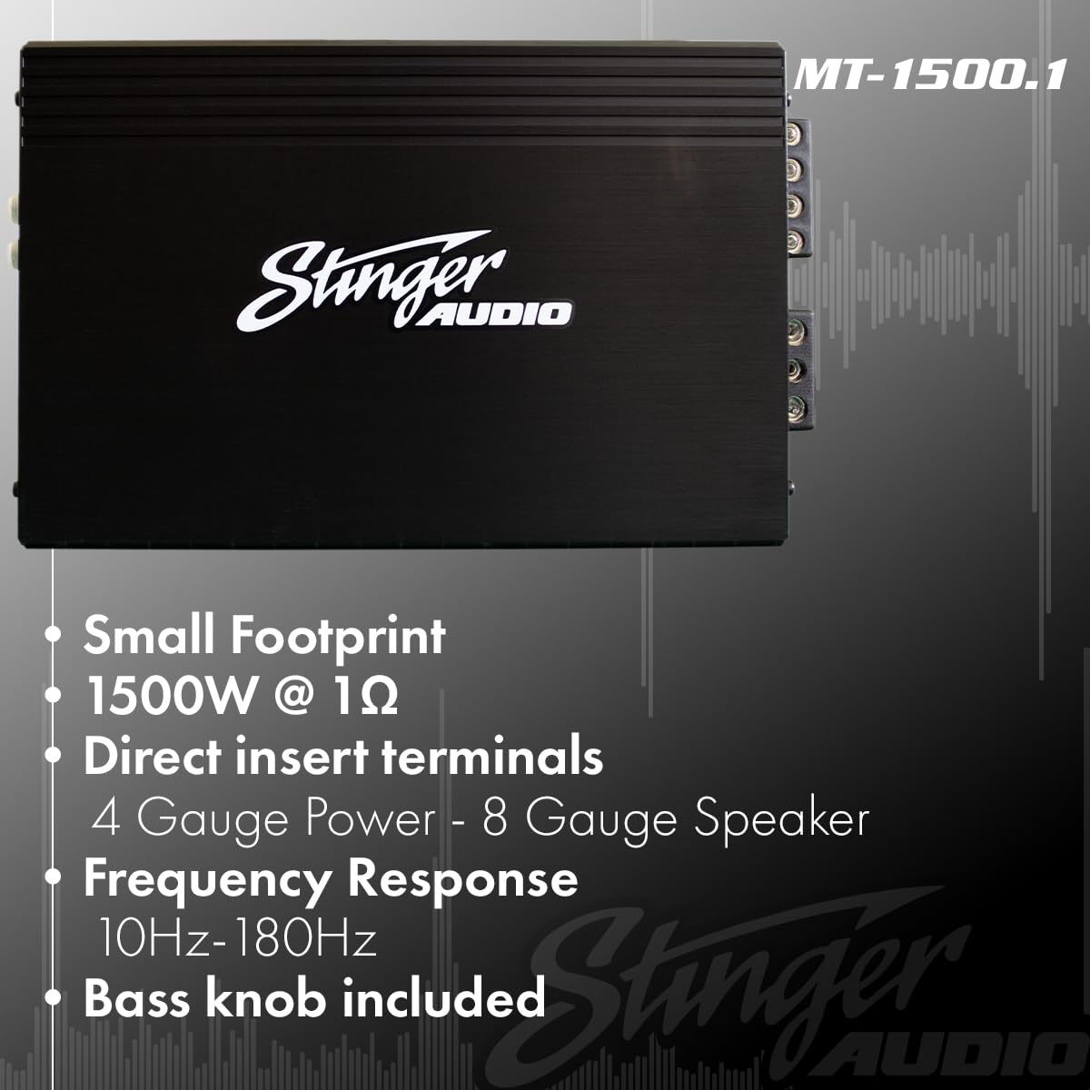 Amplificador de Audio Monobloque Stinger Negro con Control Remoto de Graves para Coche
