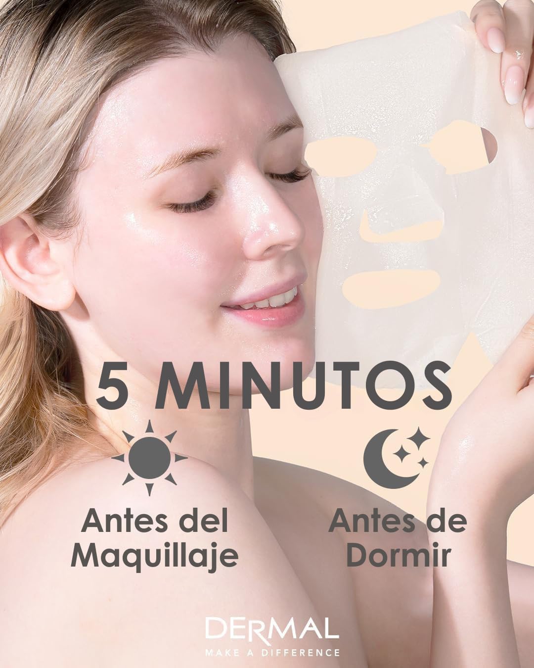 DERMAL Korea 24 Mascarillas Faciales Coreanas con Colágeno y Vitamina E