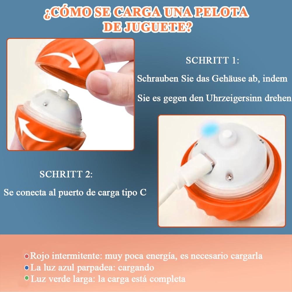 Pelota de Juguete para Perros Inteligente, Pelota Interactiva para Perro, Lanzador de Pelotas para Perro, Pelota para Perro Que Se Mueve Sola, Adecuado para Perros Pequeños/Pequeños/Medianos/Grandes