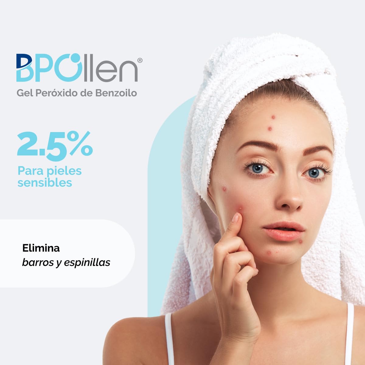 BPO LLEN Gel Limpiador Facial Anti-Acné con Peróxido de Benzoilo | Tratamiento Anti-Imperfecciones | Antiseborreico y Antiséptico | Indicado para Combatir el Acné Leve o Moderado | 60 ml (Peróxido de Benzoilo 2,5%)