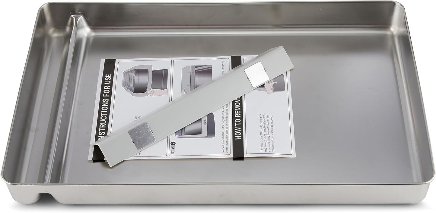 Bandeja de arena reutilizable de acero inoxidable compatible con caja de arena para gatos autolimpiable sin cucharas, nunca absorbe olor, manchas o óxido (bandeja de arena de acero inoxidable)