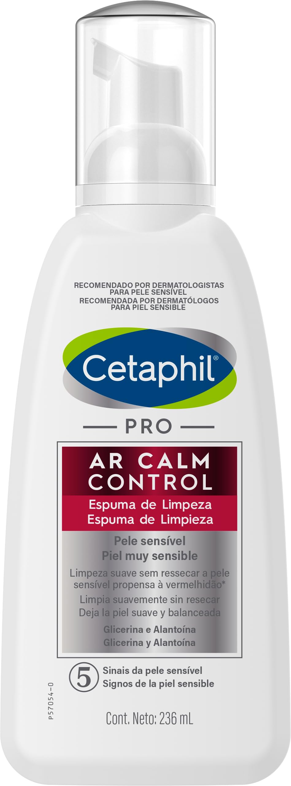 Cetaphil PRO AR Calm Control Espuma de Limpieza, Limpia y Calma el Ardor de Piel con Enrojecimiento Recomendada por Dermatólogos para Piel Sensible - 1 pieza de 236 ml