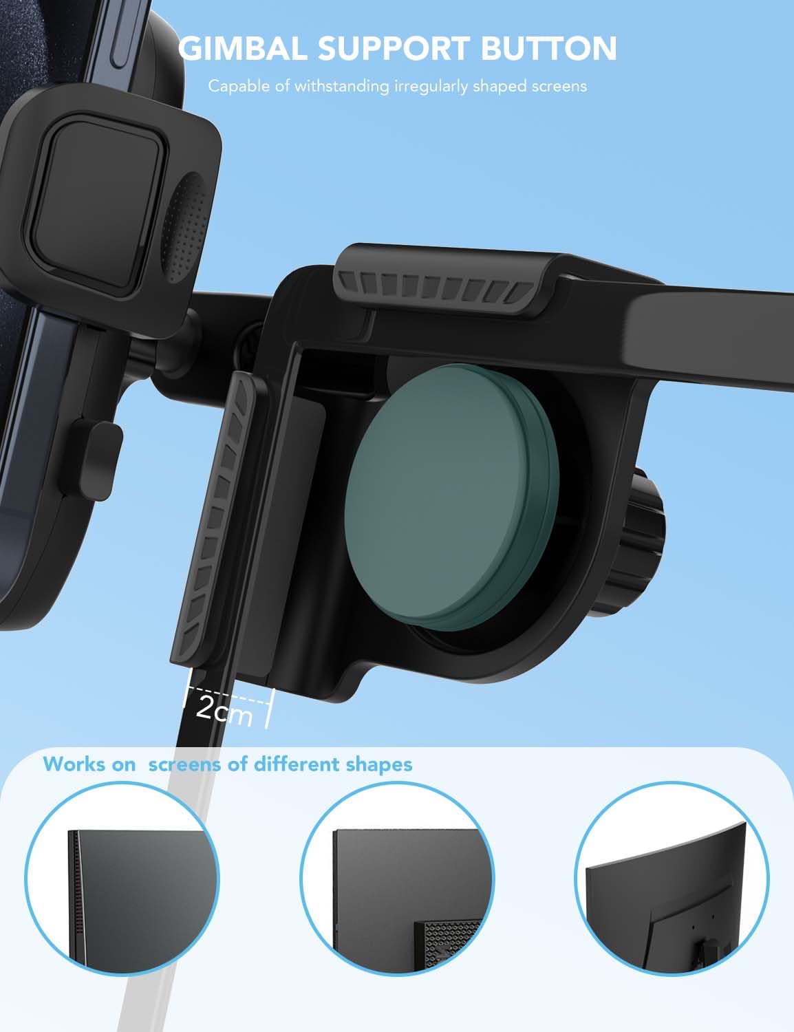 ANUEVE Soporte para Celular Automovil, Compatible con Tesla Model Y/3, Pantallas de Coche, Soporte Celular para Monitor, Porta Celular Auto con Montaje Fuerte y Ajustable para iPhone, Galaxy, Xiaomi