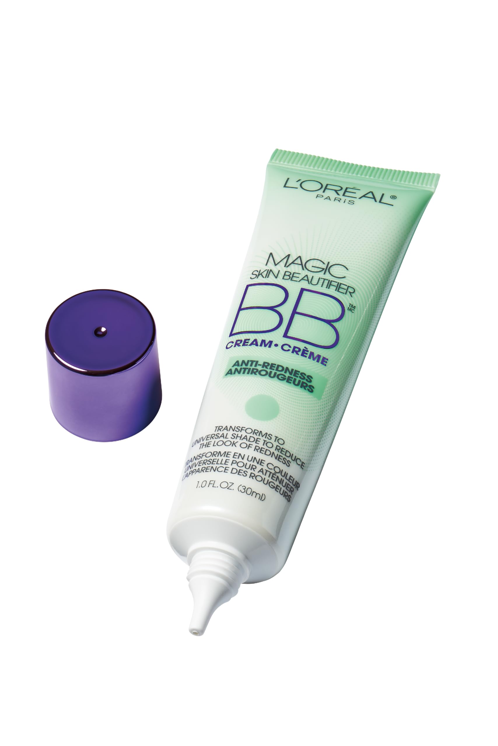 L'Oréal Paris - Maquillaje facial Makeup Magic Skin Beautifier BB Cream, humectante teñido, antirenrojecimiento, verde, paquete de 2