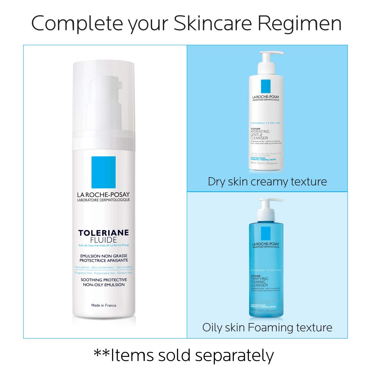 La Roche-Posay Toleriane Sensitive Fluide Protective Moisturizer, Oil-Free, 1.35 Fl. Oz.