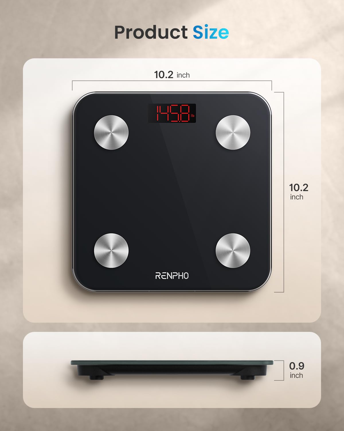 Báscula RENPHO para peso corporal, báscula digital Elis 1 con grasa corporal y peso de agua, dispositivo inteligente de medición de grasa corporal Bluetooth, 396 libras