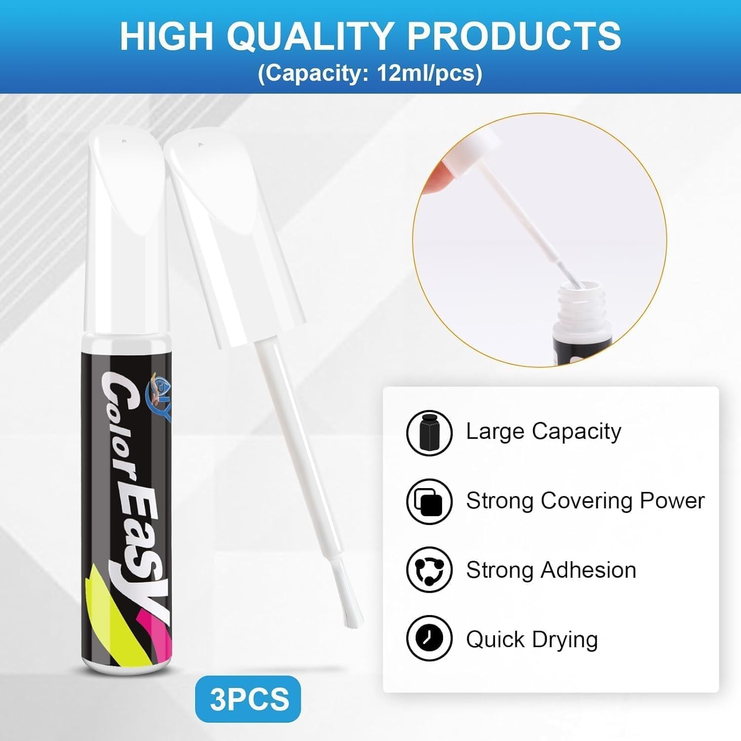 Car Scratch Remover Pen,POKYGO 3 PCS Bolígrafo Reparador, Pintura Retoque Automotriz, Restaurador de Pintura Automotriz, Lápiz de Pintura para Coche para Arañazos Menores,Cuidado del Coche (Blanco)