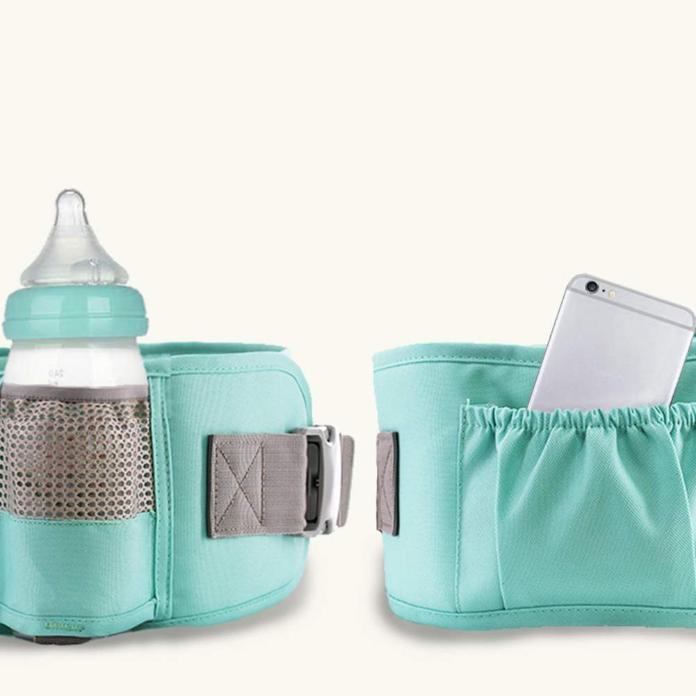 Portador de Bebé Ergónomico con Asiento para la Cadera y Bolsa de Almacenamiento Pink con Malla Fresca y Amortiguador Grueso