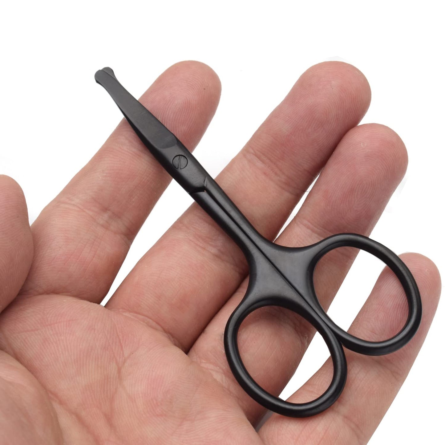 Motanar Tijeras recortadoras de pelo de nariz, tijeras de punta redonda de 3.4 pies para recortar orejas, cejas, barba, bigote, herramienta multiusos redonda de cuidado del cabello para hombres, mujeres y bebés (negro y curvado B)