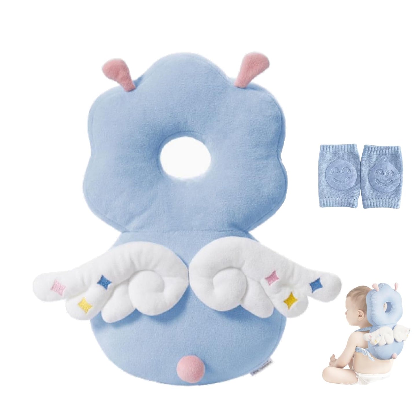 Mochila Ajustable para la Cabeza del Bebé Suave y Transpirable con Rodilleras Seguras