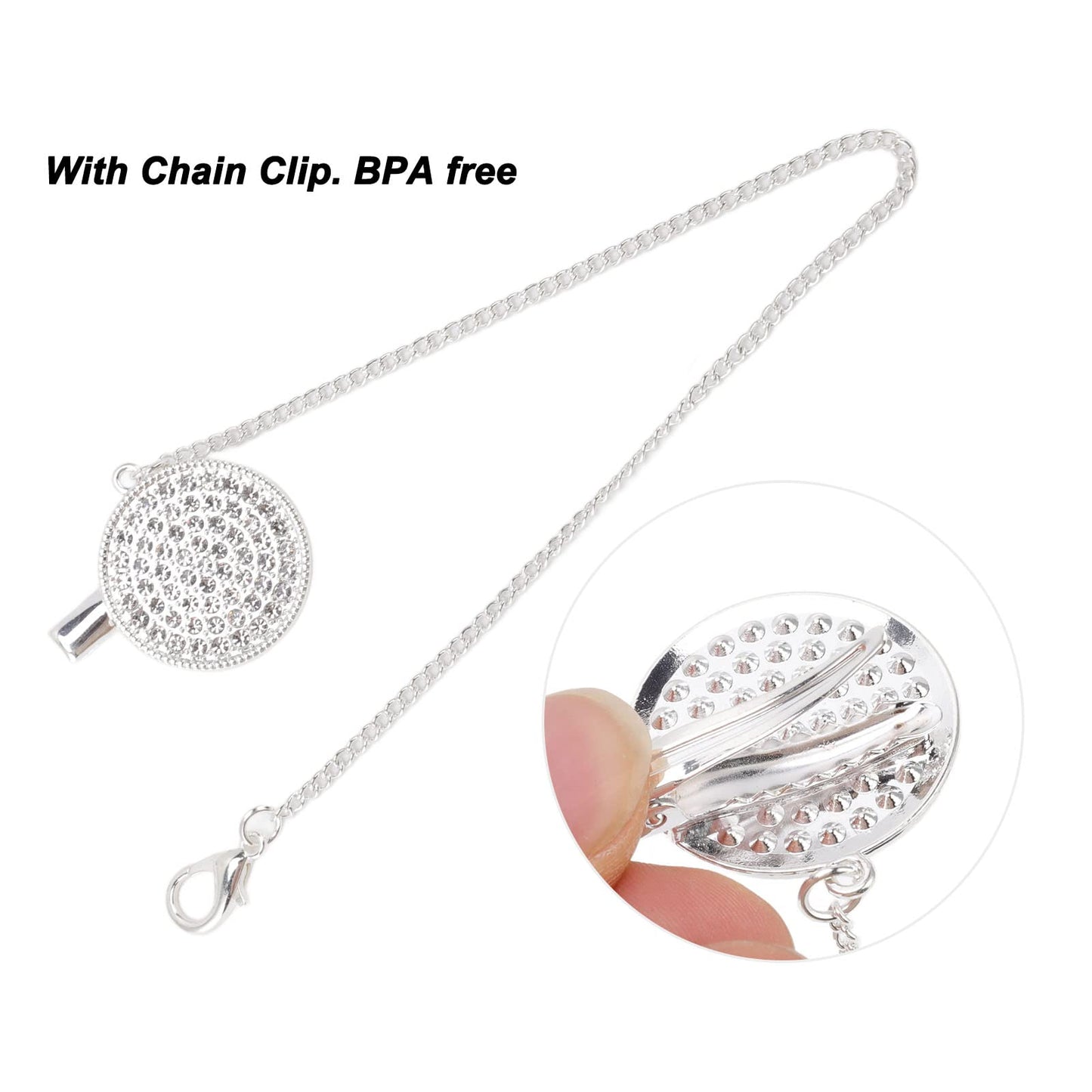 Chupete de Lujo con de Diamantes de Imitación para bebé con Silicona Súper Suave, Clip de Cadena para Bebés de 6 a 18 Meses (Rosa)
