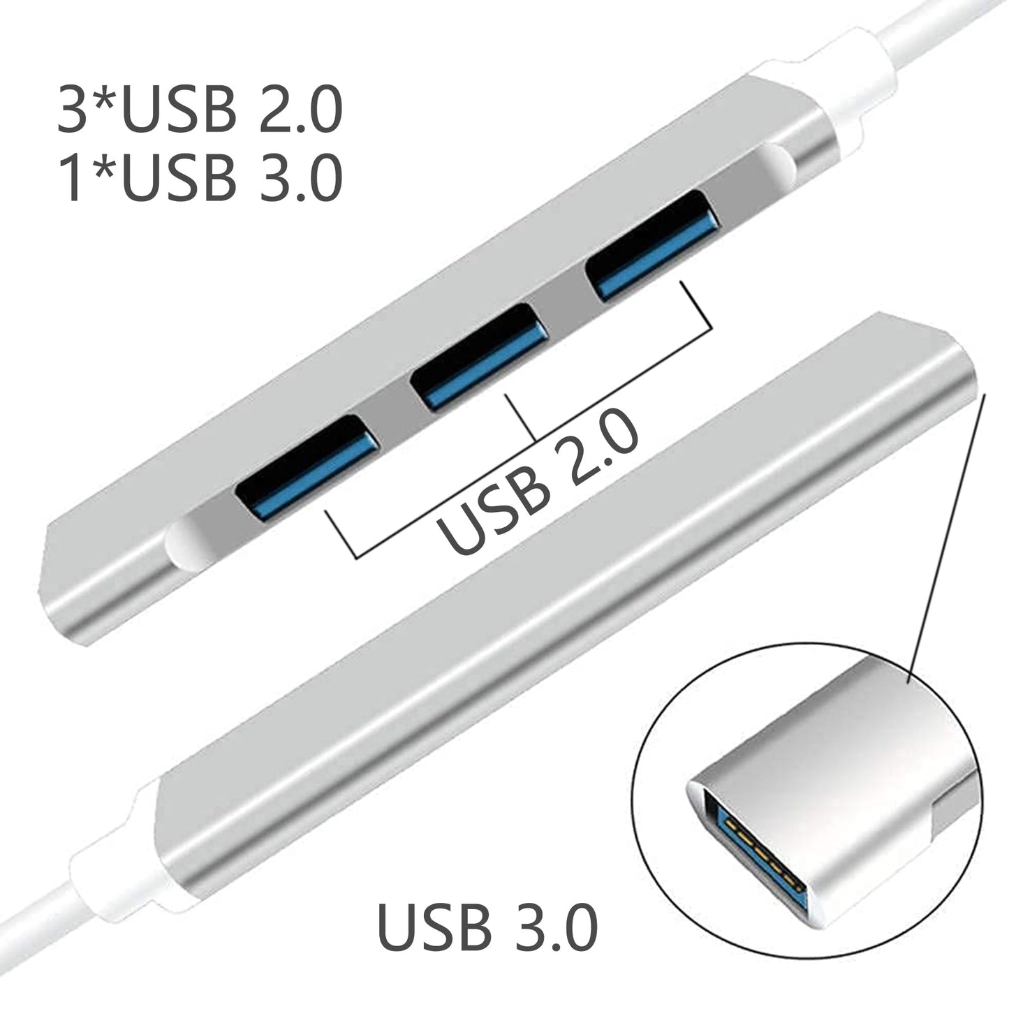 Hub USB MORNWELL Negro Ultradelgado Convertidor 4 en 1 para PC y Laptop