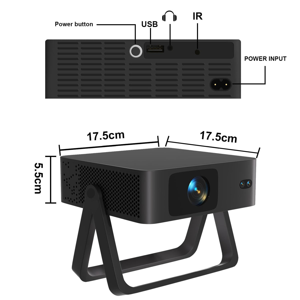 Proyector Portátil ZEEDWEALD 1080P 4K Enfoque Automático Bluetooth 5G para Cine en Casa