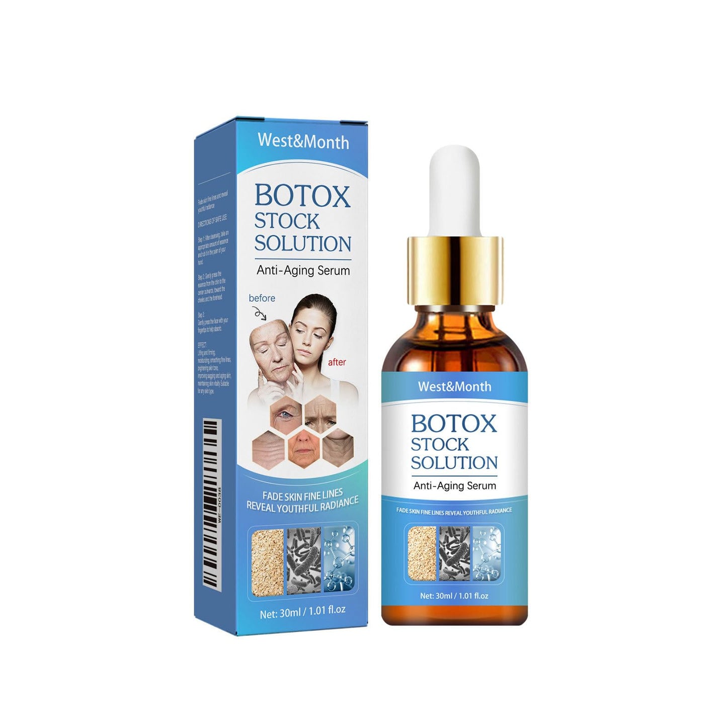 Suero de colágeno antienvejecimiento West & Month - Suero de colágeno antienvejecimiento West & Month, suero antienvejecimiento Collagen Boost, deja que tu piel recupere los 18 años (2 piezas)