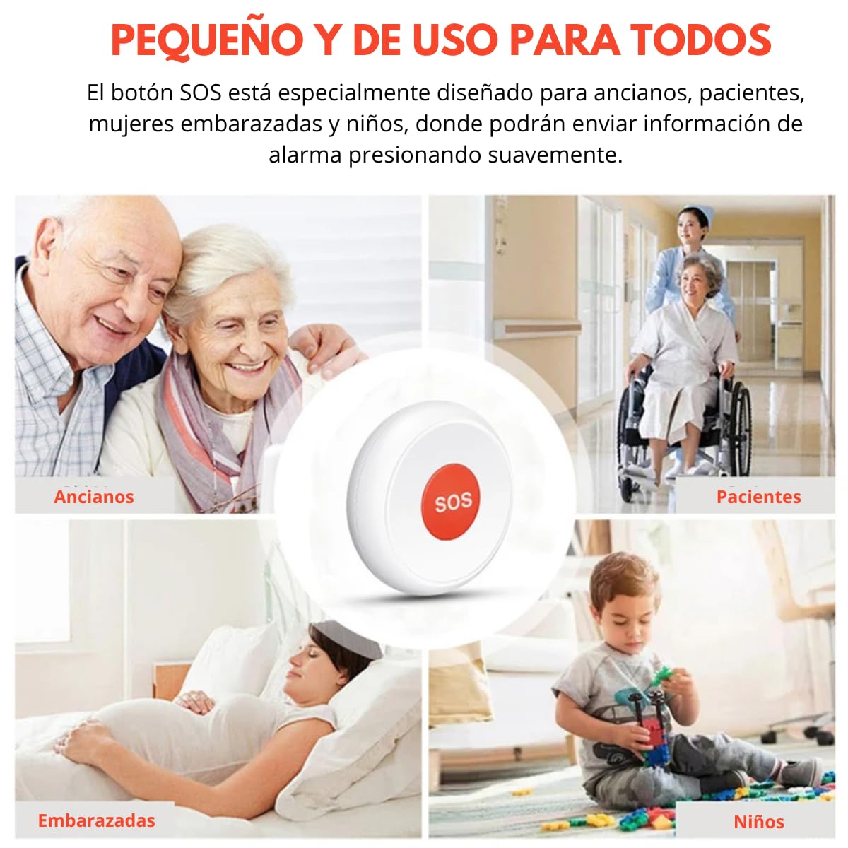 Botón de Pánico SOS Inalámbrico WiFi para Sistema de Alarma, Compatible con Smart Life y Tuya Smart, Alerta de Emergencia, Portátil, Fácil Instalación, Cobertura WiFi, Uso en Casa, Oficina y Negocio